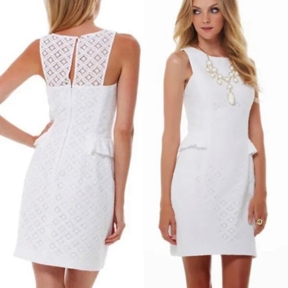 238.00 NWT LILLY PULITZER ABBY DRESS RESORT WHITE XO LACE GORGEOUS